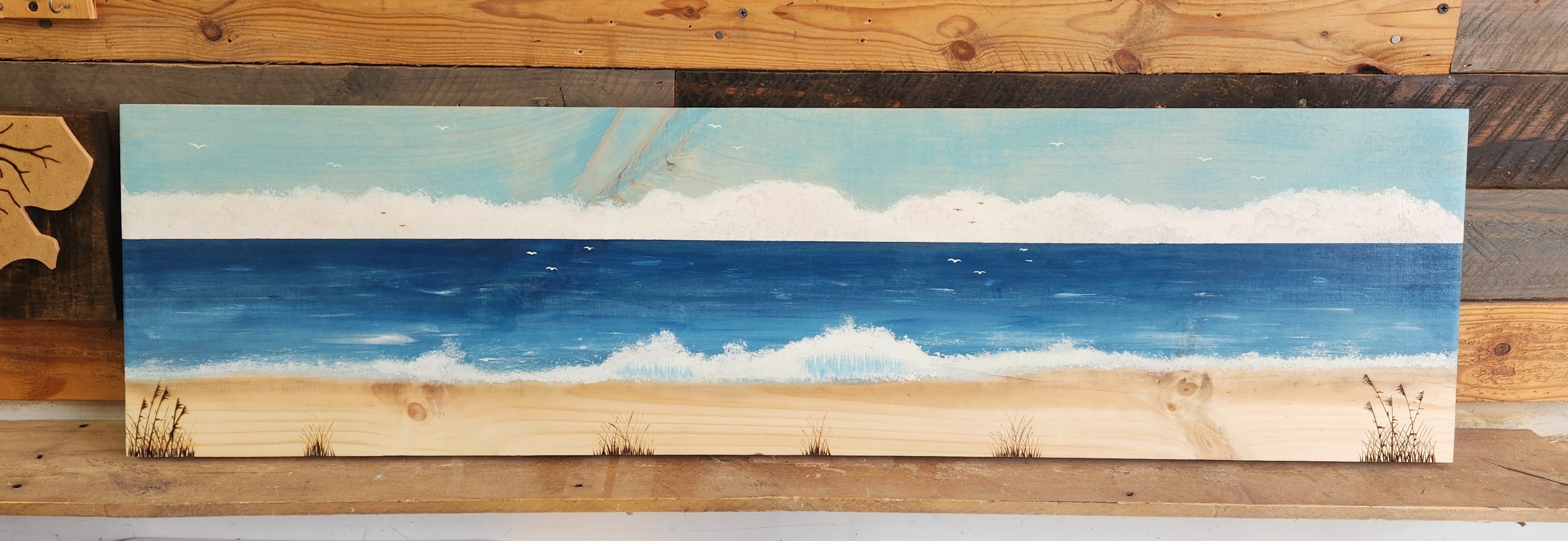 Big Beach Wood Stain Painting.