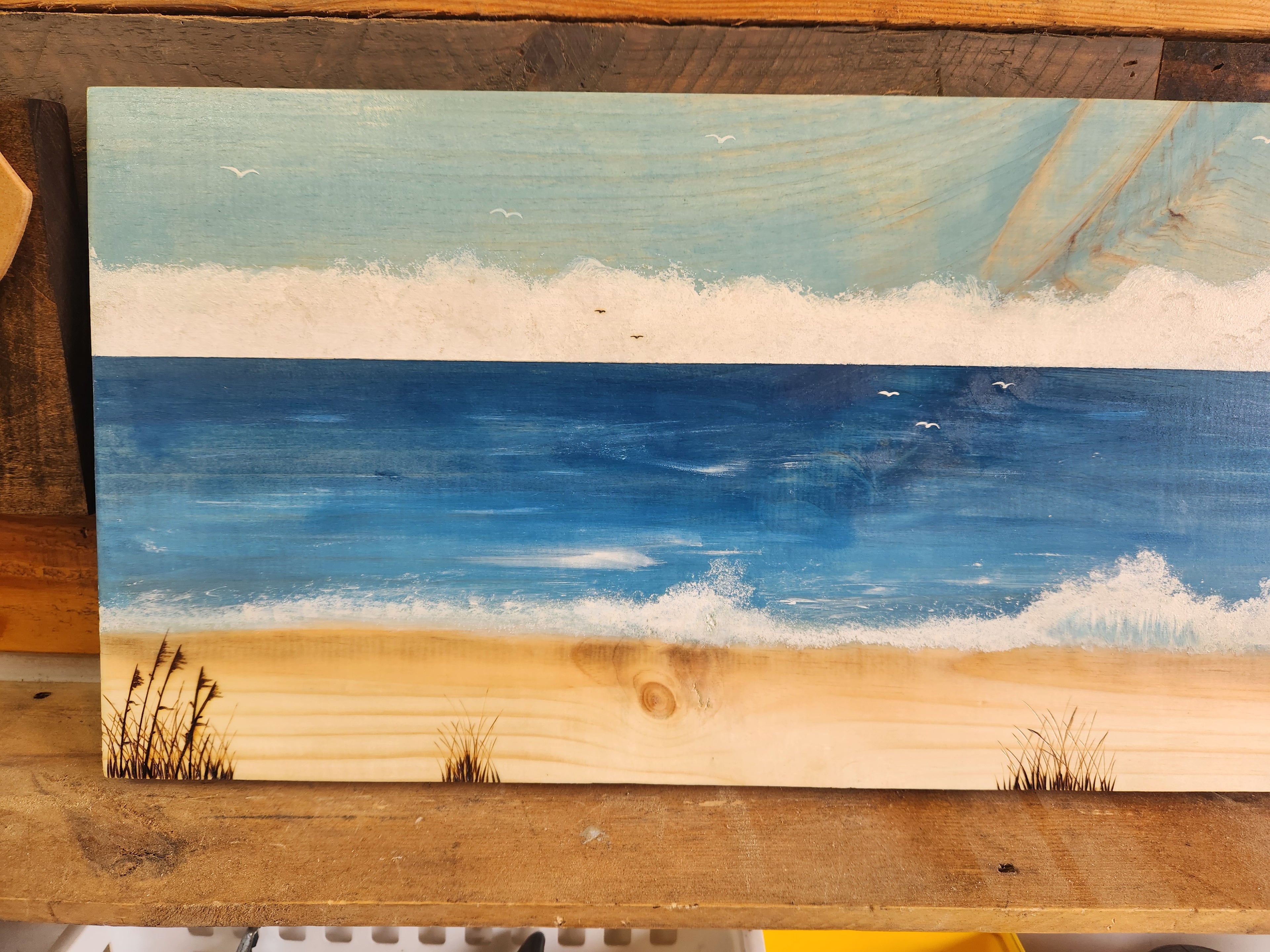 Big Beach Wood Stain Painting.