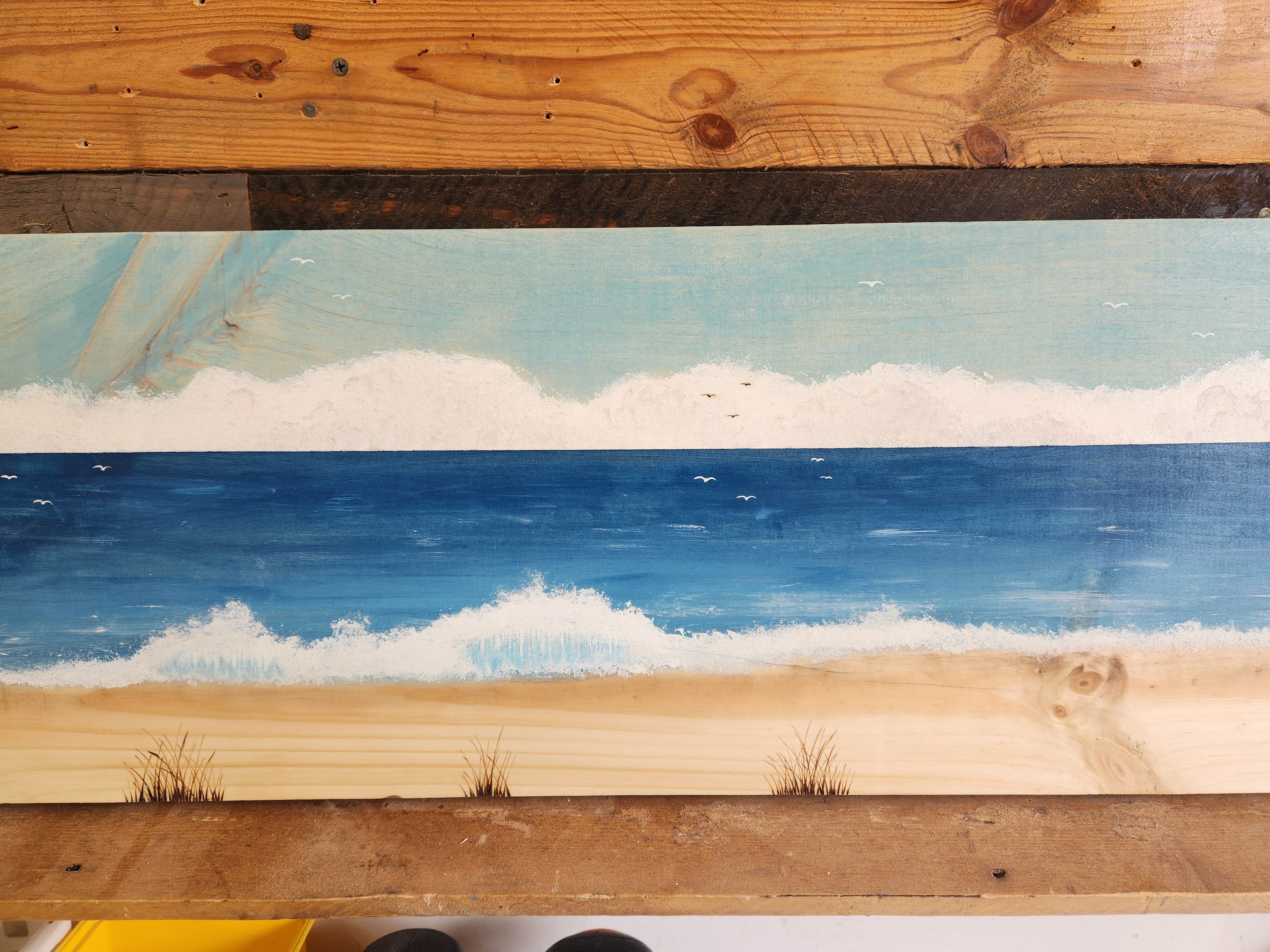 Big Beach Wood Stain Painting.